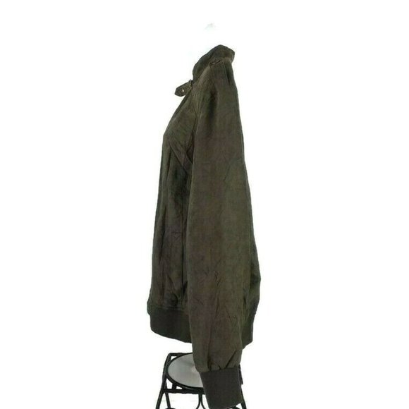 Ruff Hewn Green Faux Suede Bomber Style Zip Front Jacket Womens 2X Military - Picture 5 of 14